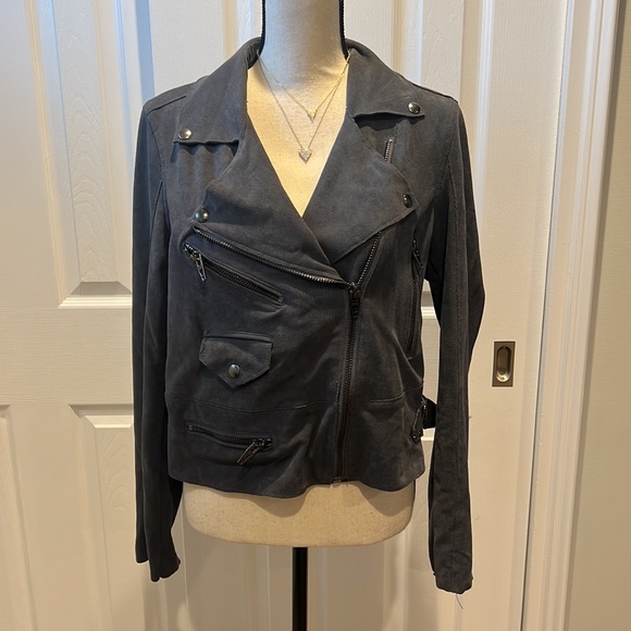 10. Blank NYC Grey Suede Moto Jacket - Picture 2 of 7